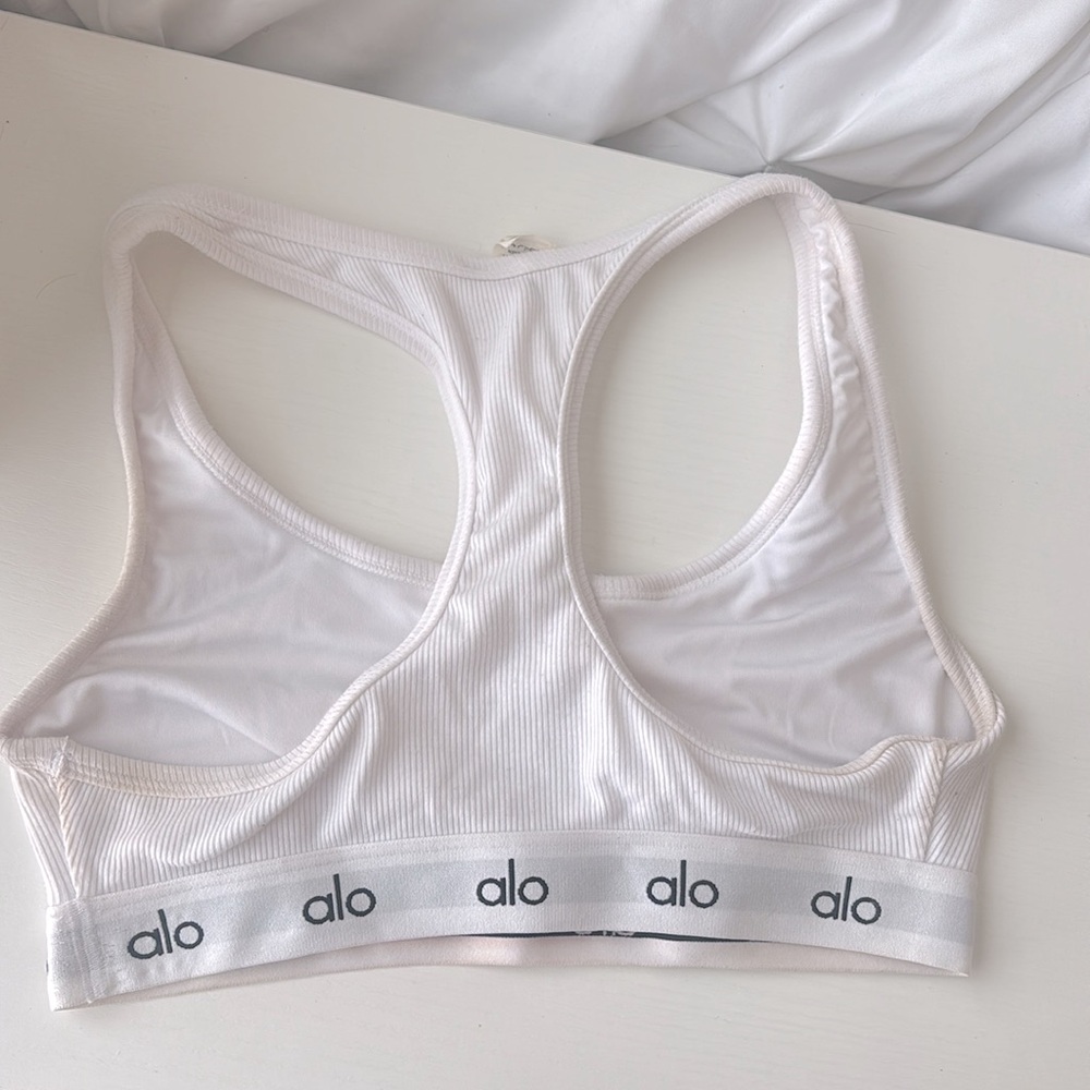 ALO Yoga White Ribbed Racerback Bralette - Picture 2 of 3